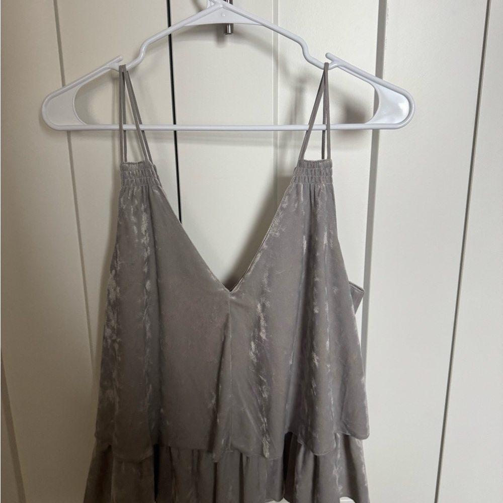 Aerie Taupe Crossed Velvet Sleeveless Top